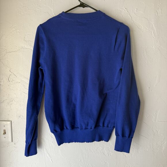 Nanette Lepore Sweater Womens Medium Blue Rhinestone Pullover Crewneck Knit Top - Picture 9 of 9